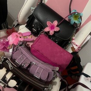 Coach Black and Pink Shoulder Bag Trio